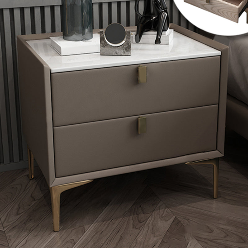 2 Drawer Solid Wood Modern Night Table Drawer Storage Bed Nightstand