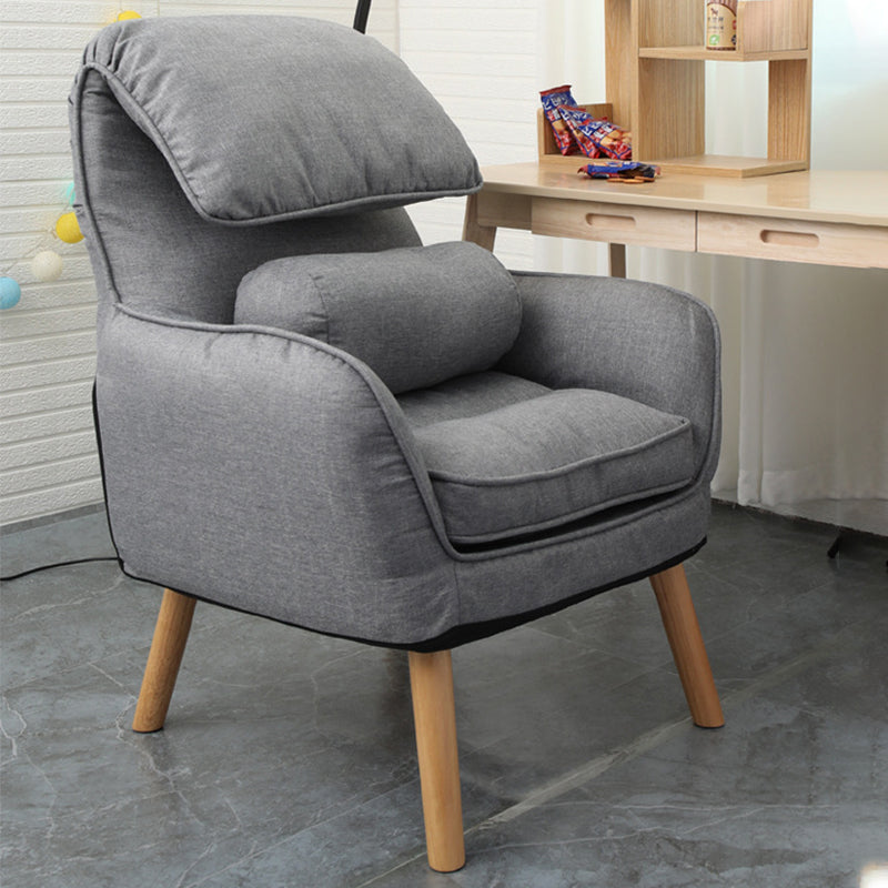 Flared Arms Chair with Pillow Back and Basic Four Legs for Bedroom