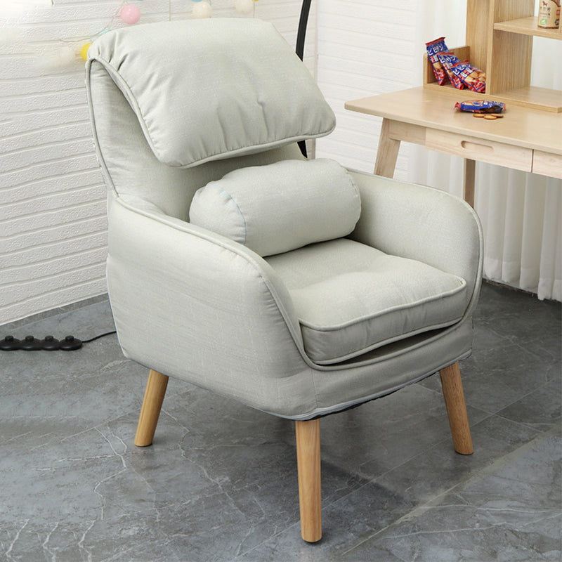 Flared Arms Chair with Pillow Back and Basic Four Legs for Bedroom