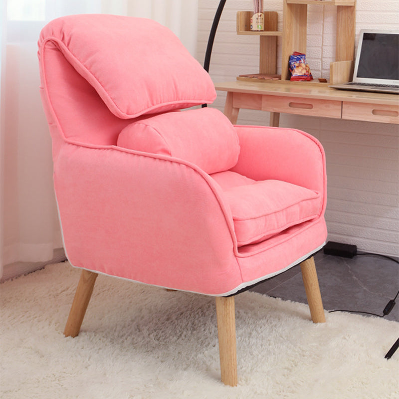 Flared Arms Chair with Pillow Back and Basic Four Legs for Bedroom