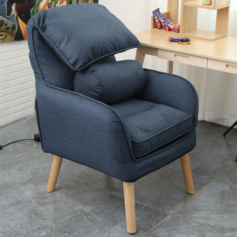 Flared Arms Chair with Pillow Back and Basic Four Legs for Bedroom