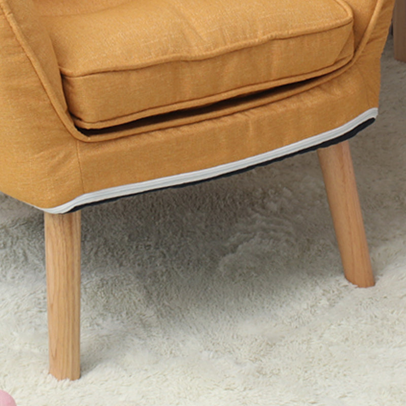 Flared Arms Chair with Pillow Back and Basic Four Legs for Bedroom