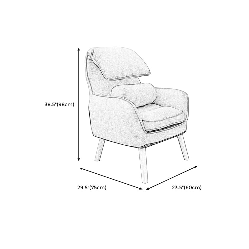 Flared Arms Chair with Pillow Back and Basic Four Legs for Bedroom