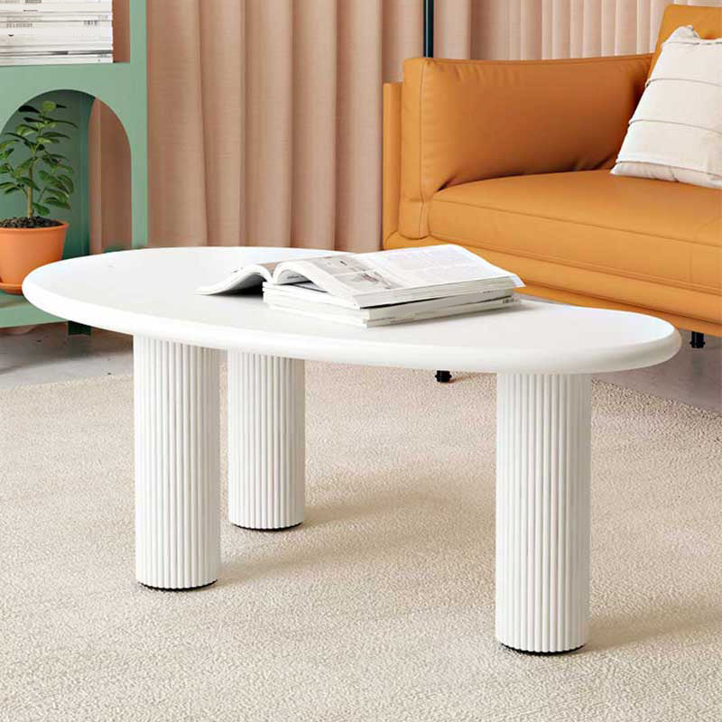 Geometric White Wood Coffee Table 3 Legs Modern Cocktail Table