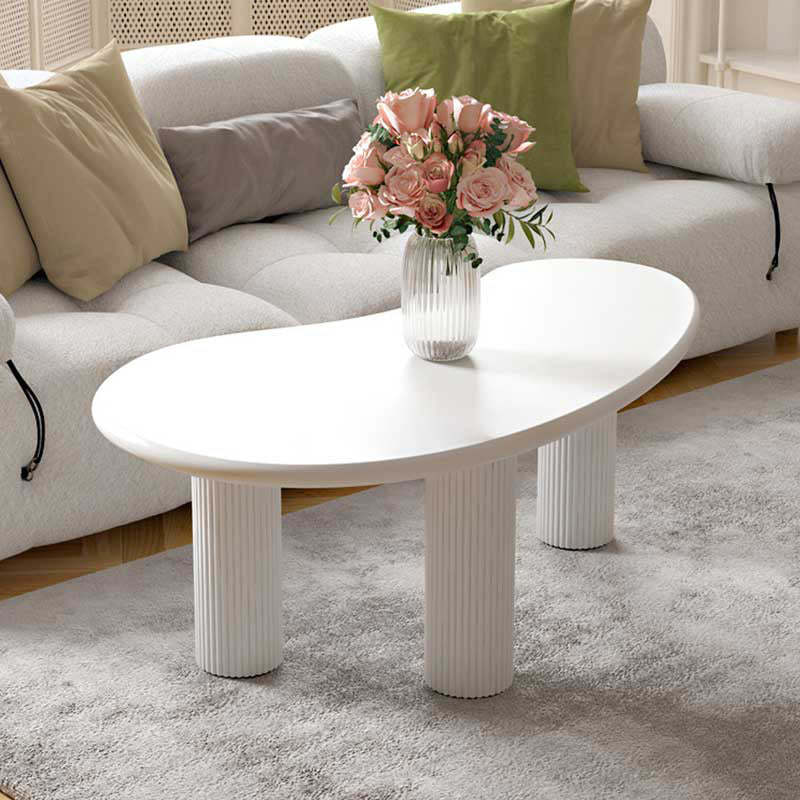 Geometric White Wood Coffee Table 3 Legs Modern Cocktail Table