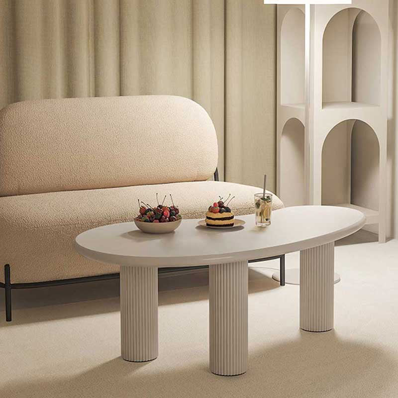 Geometric White Wood Coffee Table 3 Legs Modern Cocktail Table