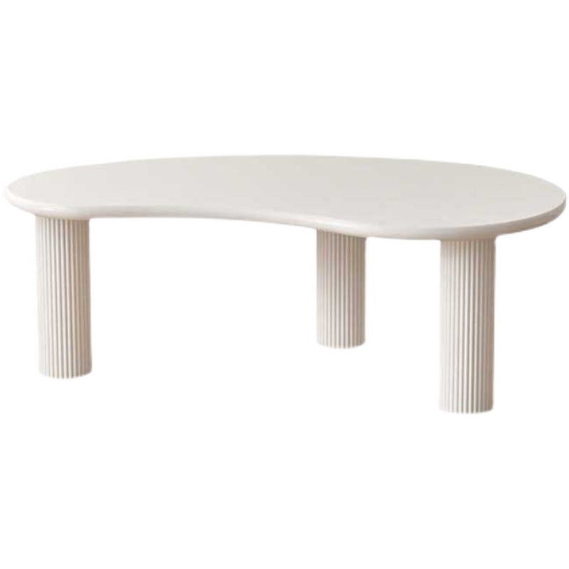 Geometric White Wood Coffee Table 3 Legs Modern Cocktail Table