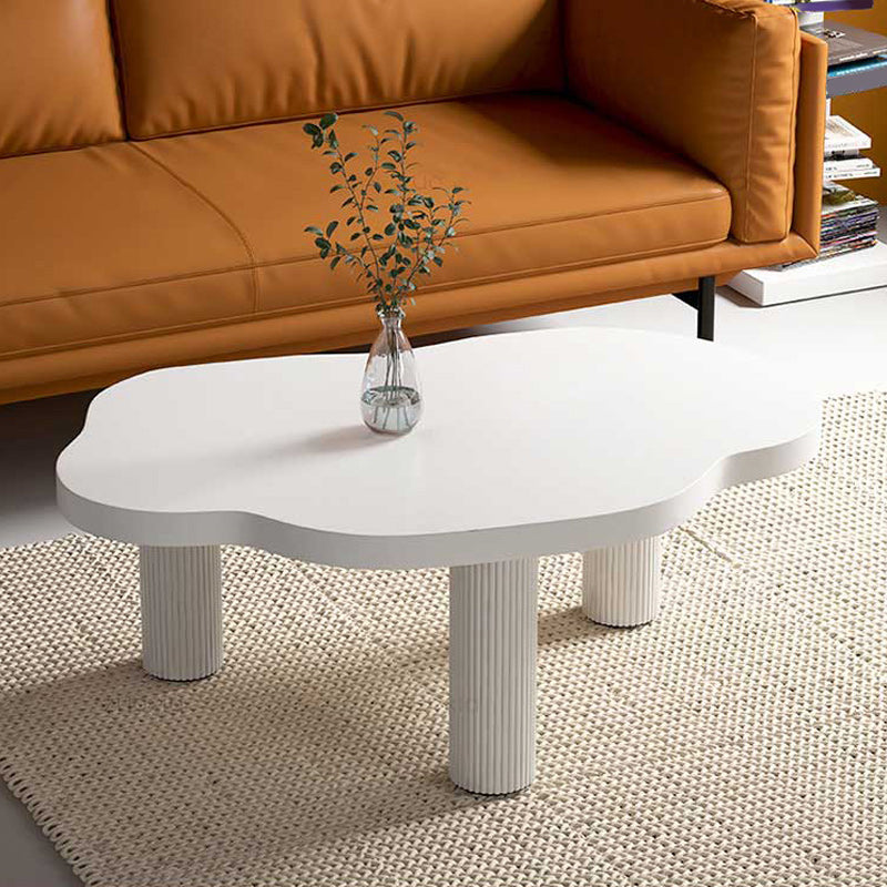 Geometric White Wood Coffee Table 3 Legs Modern Cocktail Table