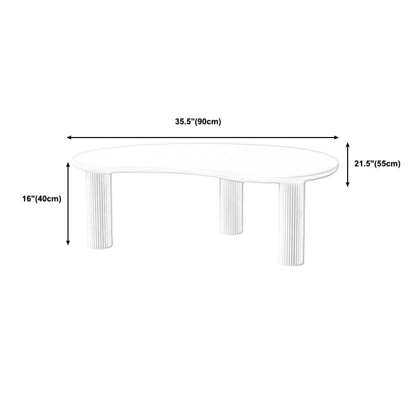 Geometric White Wood Coffee Table 3 Legs Modern Cocktail Table