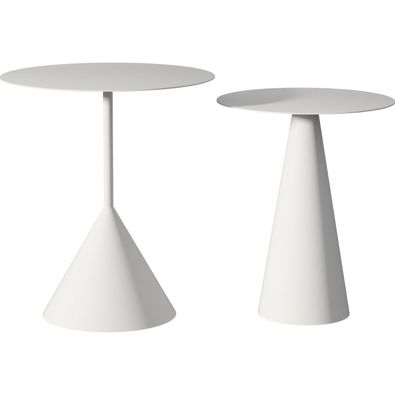 Pedestal Metal Coffee Table Round Black/White Cocktail Table