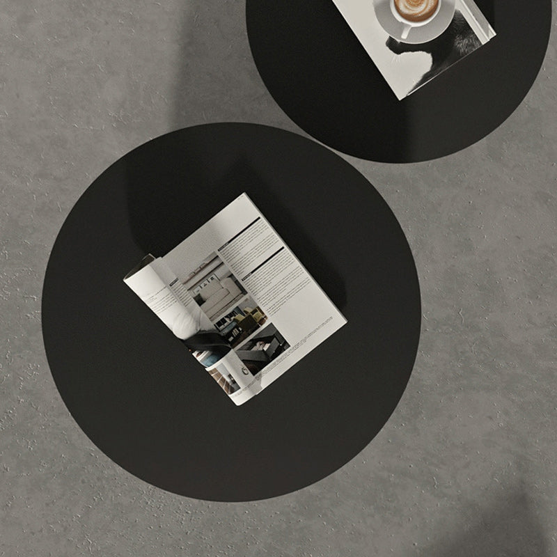 Pedestal Metal Coffee Table Round Black/White Cocktail Table