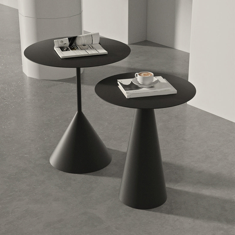 Pedestal Metal Coffee Table Round Black/White Cocktail Table