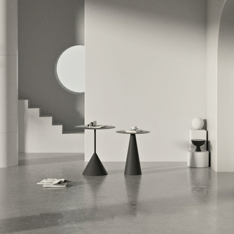 Pedestal Metal Coffee Table Round Black/White Cocktail Table