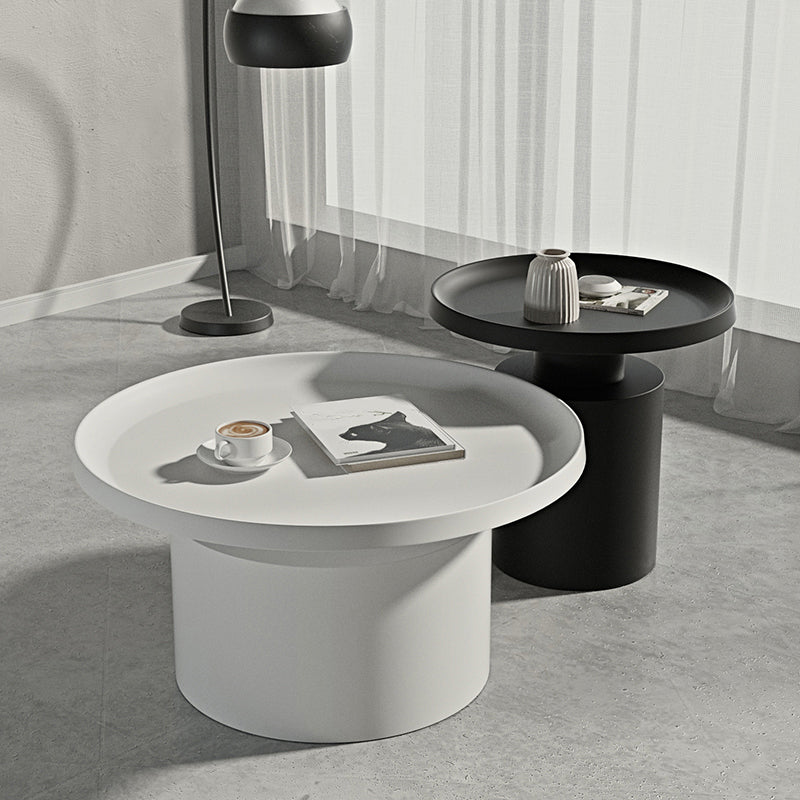 Round Metal Coffee Table black/White finish Cocktail Table - 19.7''/29.5''