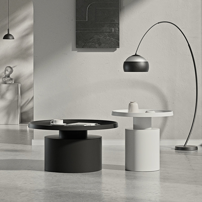 Round Metal Coffee Table black/White finish Cocktail Table - 19.7''/29.5''