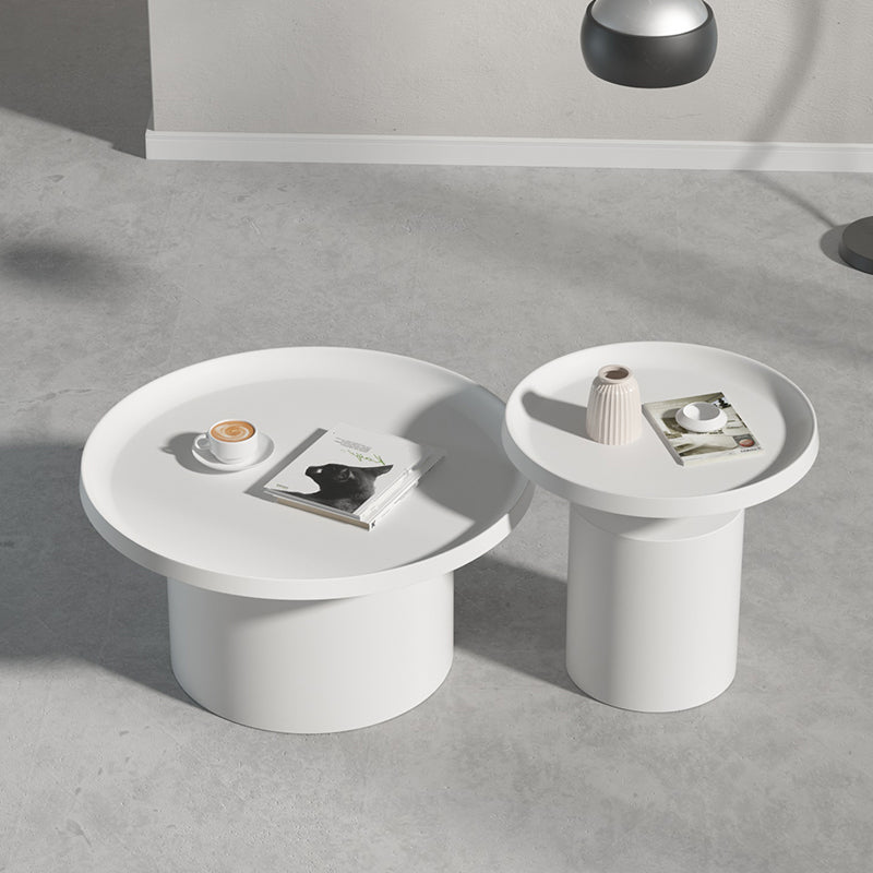 Round Metal Coffee Table black/White finish Cocktail Table - 19.7''/29.5''