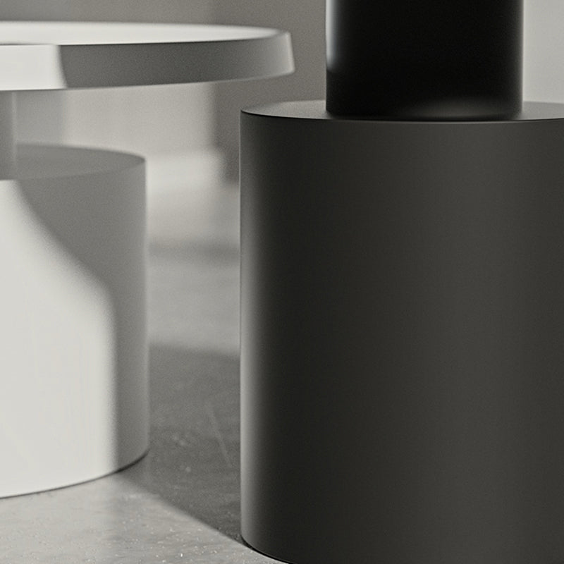 Round Metal Coffee Table black/White finish Cocktail Table - 19.7''/29.5''