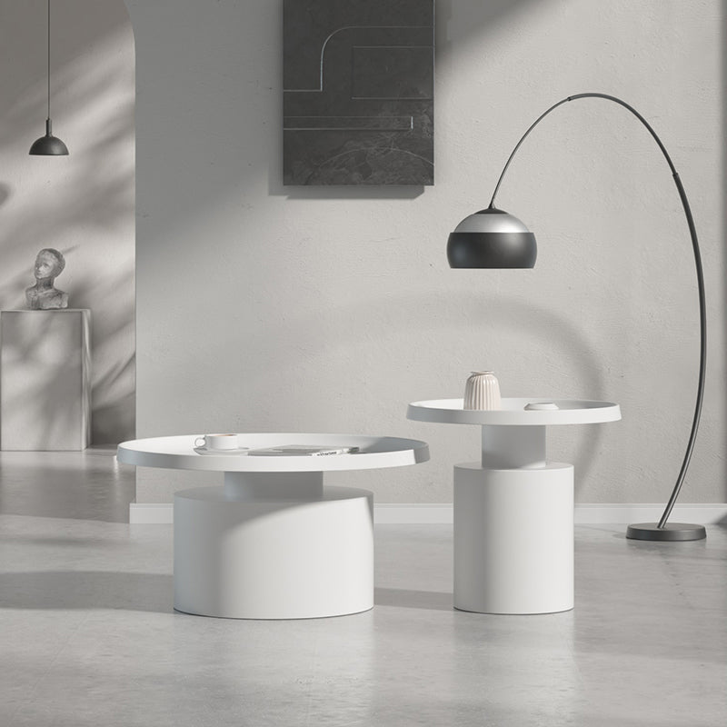 Round Metal Coffee Table black/White finish Cocktail Table - 19.7''/29.5''