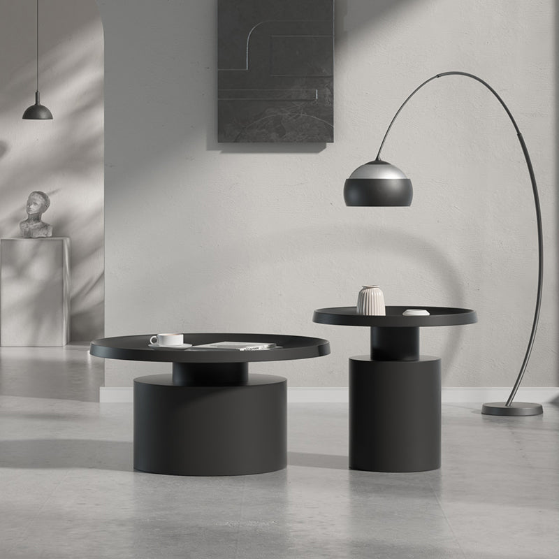 Round Metal Coffee Table black/White finish Cocktail Table - 19.7''/29.5''