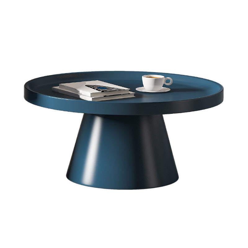 Modern Tray Top Pedestal Coffee Table Metal Round Table for Living Room