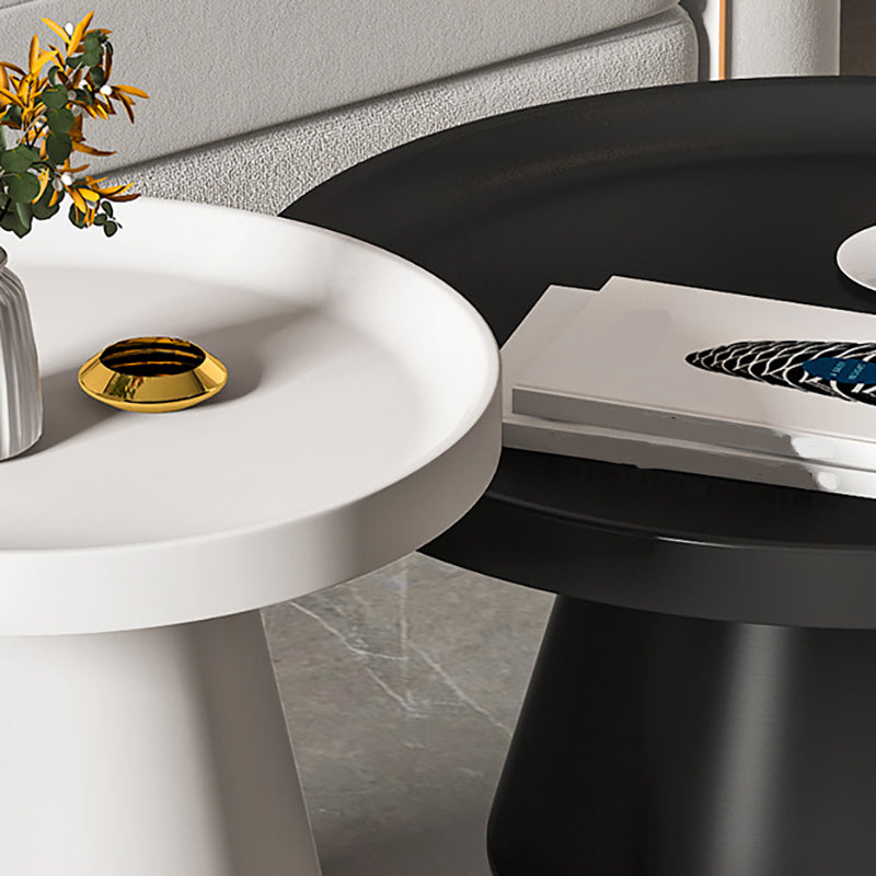 Modern Tray Top Pedestal Coffee Table Metal Round Table for Living Room