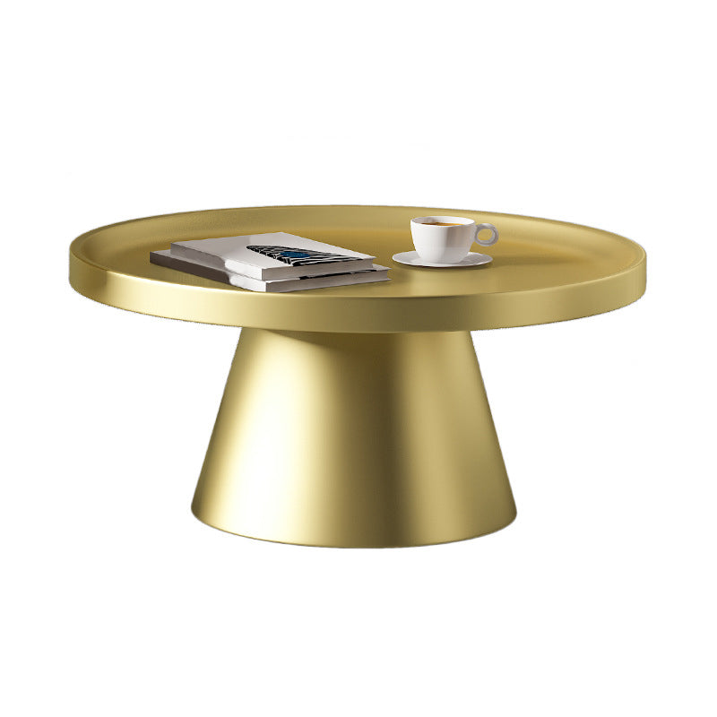 Modern Tray Top Pedestal Coffee Table Metal Round Table for Living Room