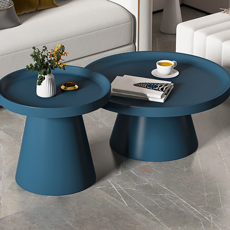 Modern Tray Top Pedestal Coffee Table Metal Round Table for Living Room