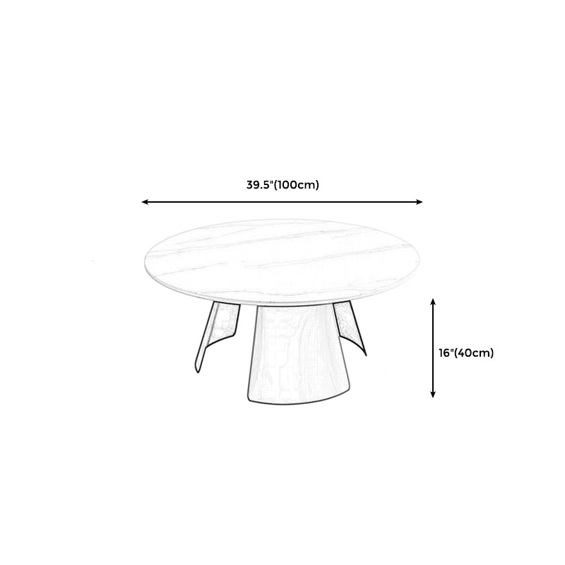 Modern Style White Rock Slab Top Metal Craft Round Coffee Table