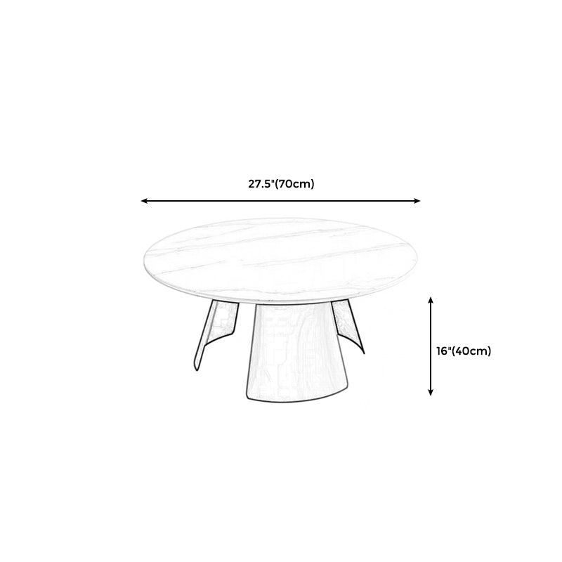 Modern Style White Rock Slab Top Metal Craft Round Coffee Table