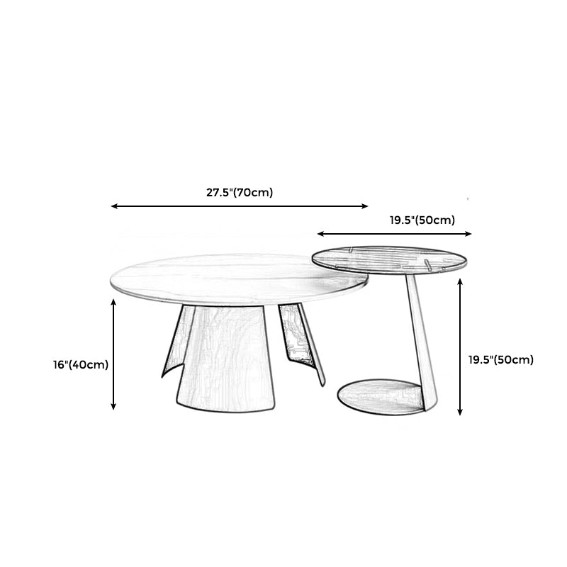 Modern Style White Rock Slab Top Metal Craft Round Coffee Table