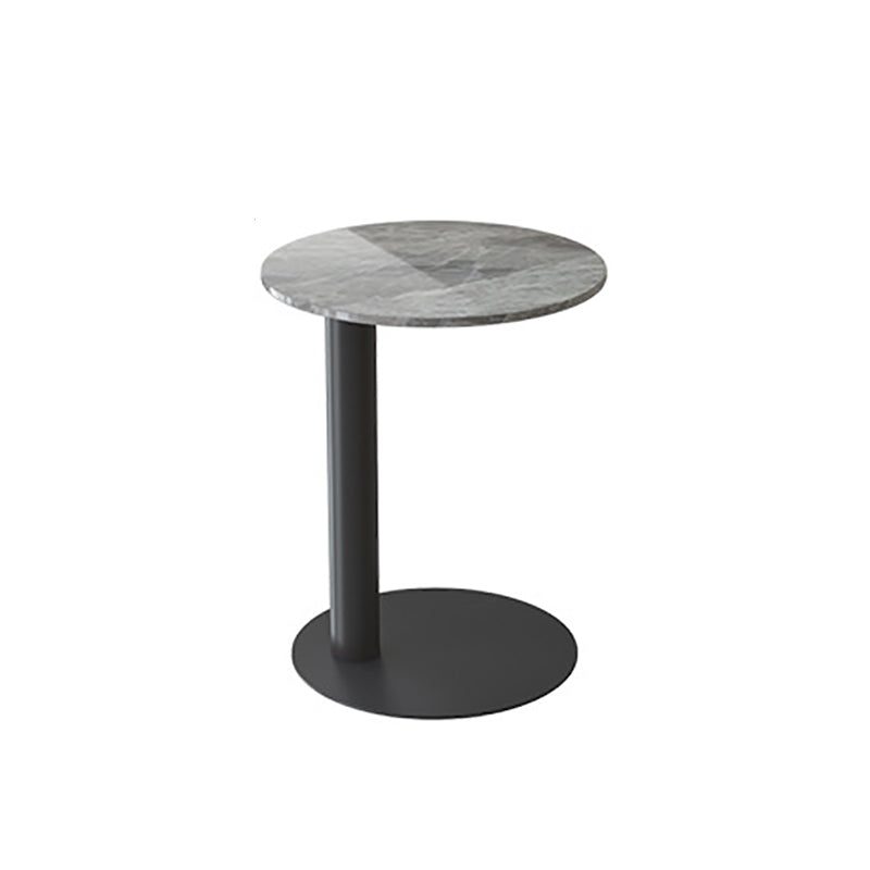 Modern Stone Pedestal Cocktail Table Round Coffee Table - White/Grey