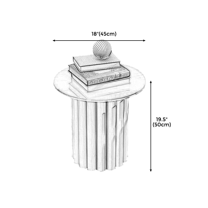 Modern Stone Pedestal Cocktail Table Round Coffee Table - White/Grey