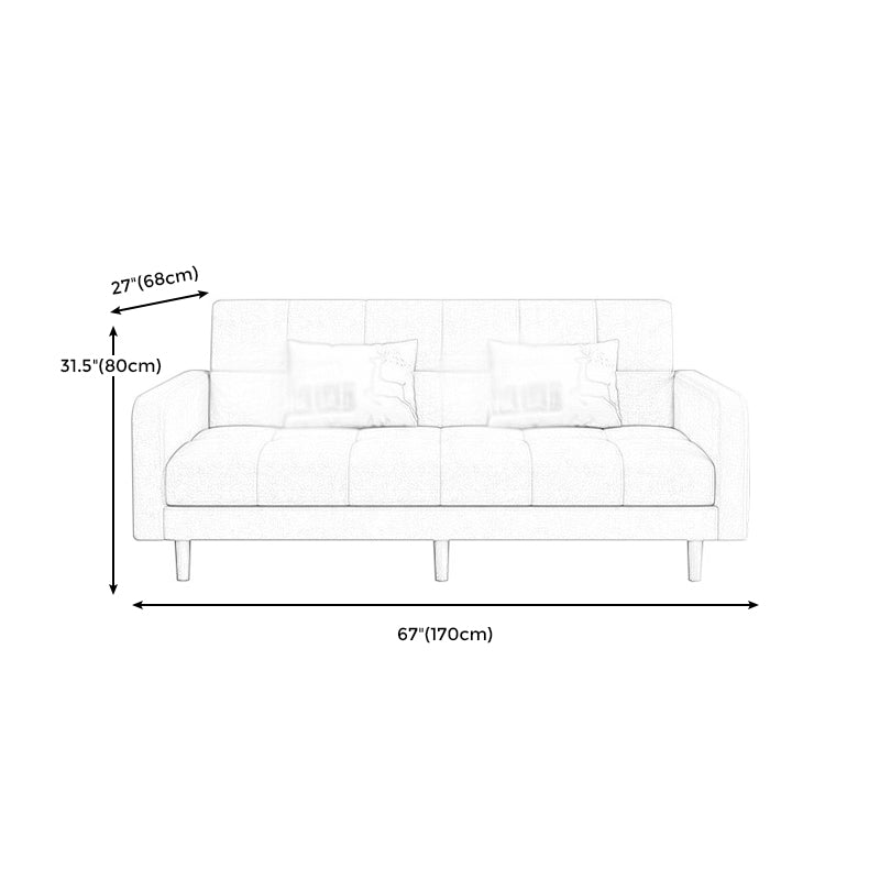 Contemporary Faux Leather and Linen Biscuit Back Convertible Settee Couch