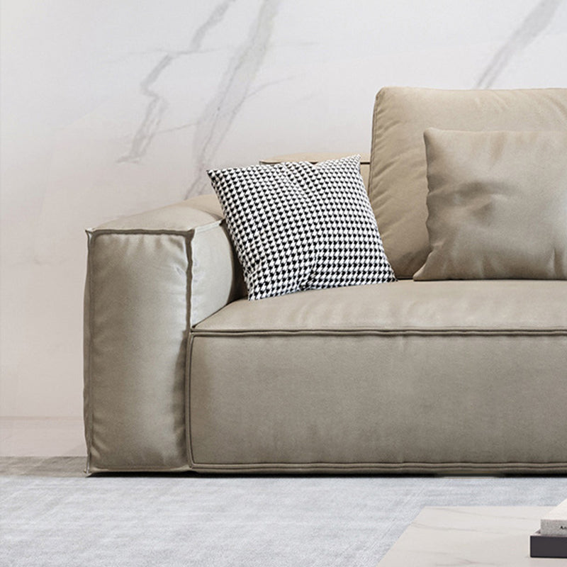 Square Arm down Fill Sofa 2 Seater Low Back Faux Leather Sofa