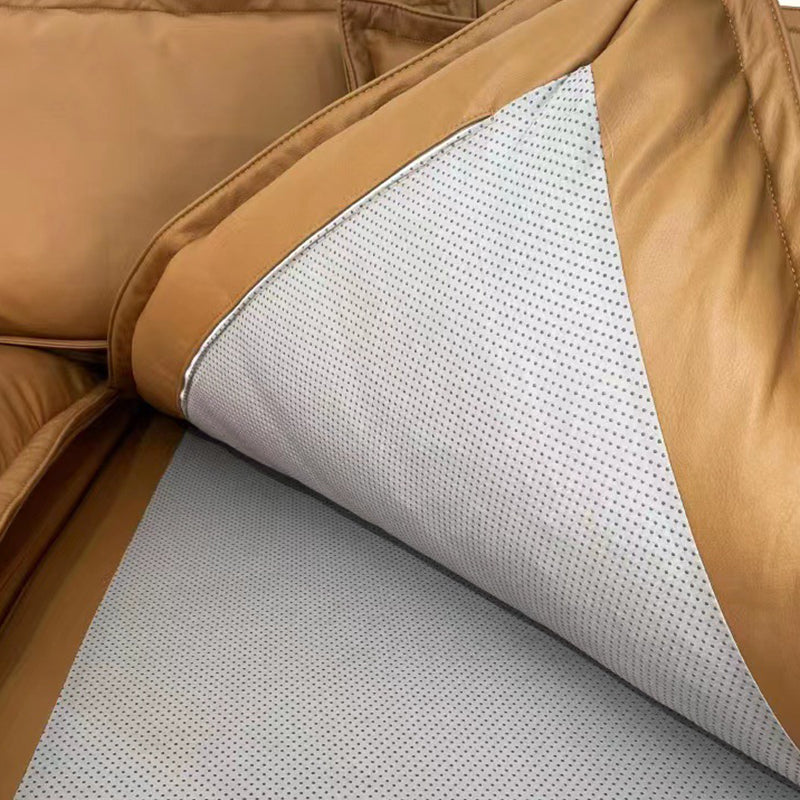 Pillow Top Arm Standard Settee Couch with Pillows in Brown for Living Room