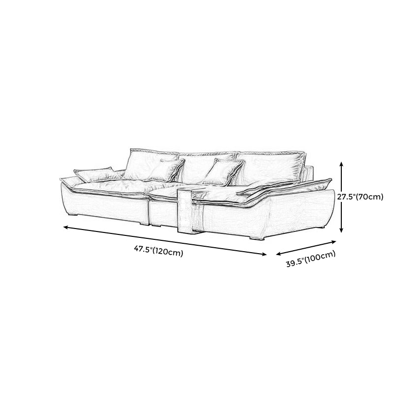 Pillow Top Arm Standard Settee Couch with Pillows in Brown for Living Room