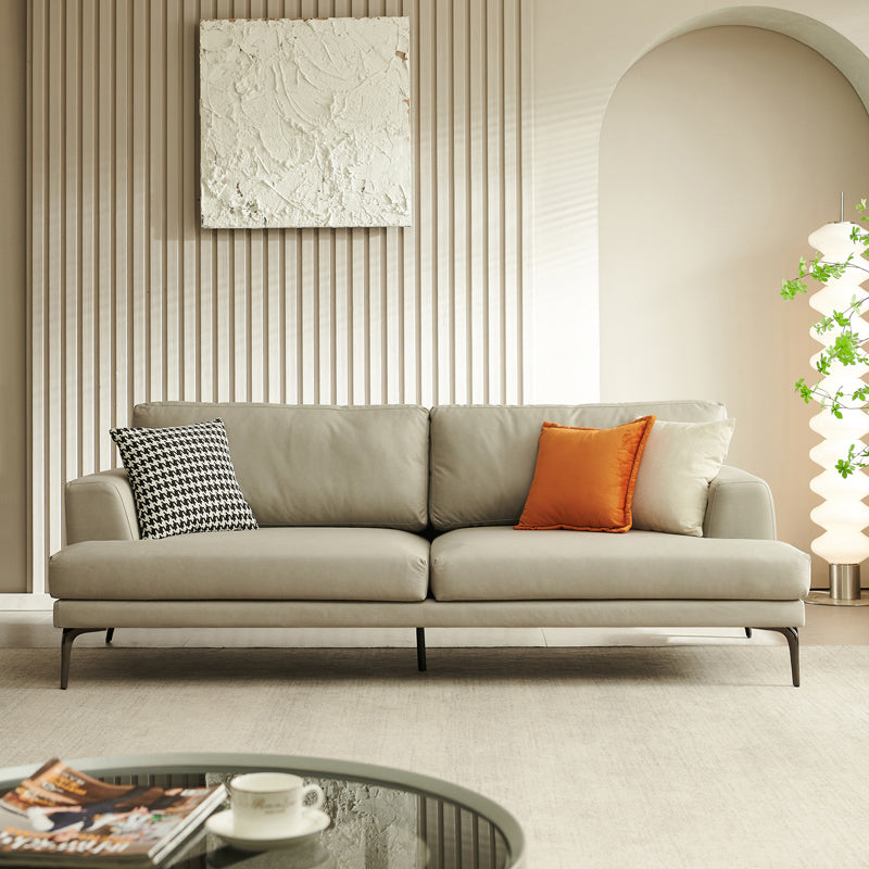 Stain Resistant Faux Leather Sofa Recessed Arm Cushions Settee Couch