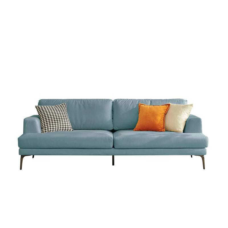 Stain Resistant Faux Leather Sofa Recessed Arm Cushions Settee Couch