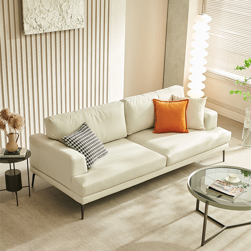 Stain Resistant Faux Leather Sofa Recessed Arm Cushions Settee Couch