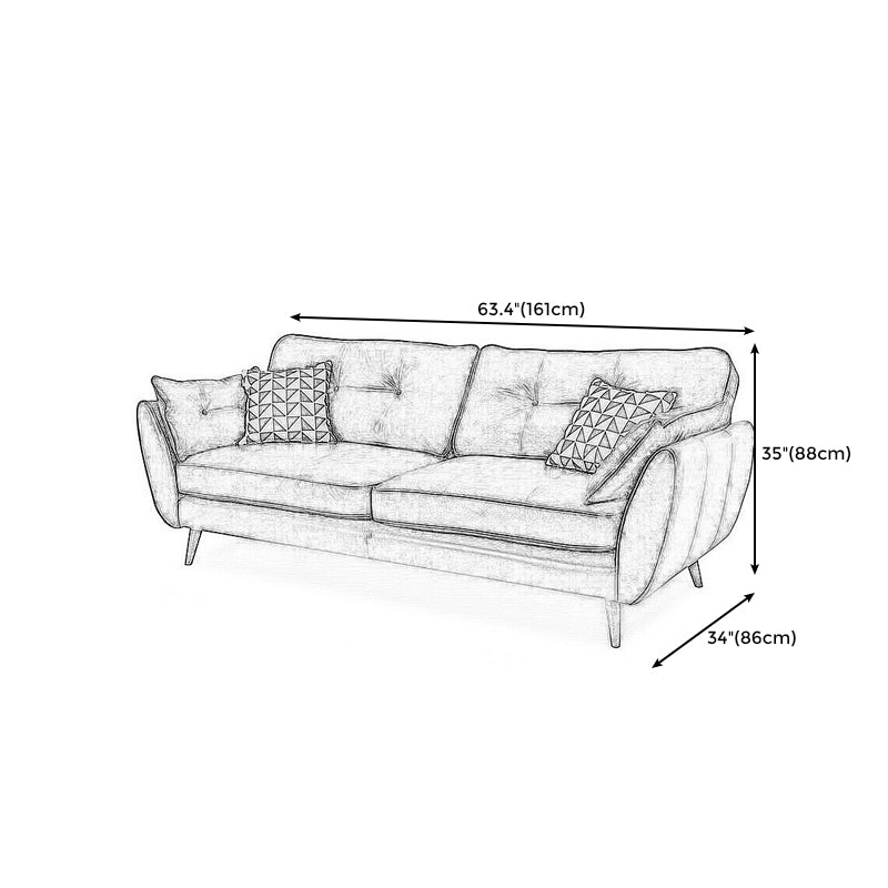 Standard Contemporary Square Arm Settee Loveseat with 2 Pillows