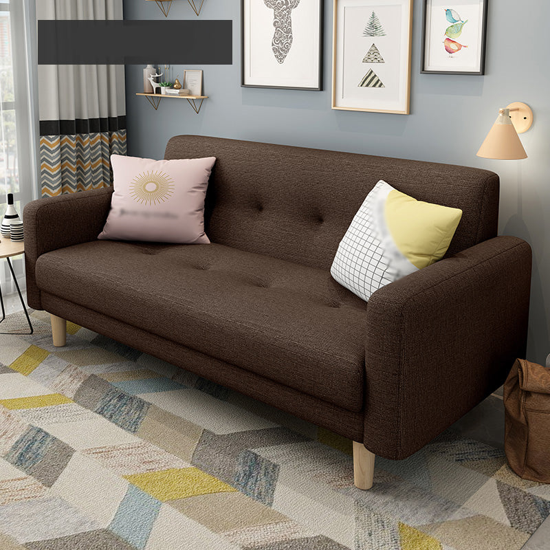 Cotton Blend and Faux Leather Square Arm Tight Back Bench Seating