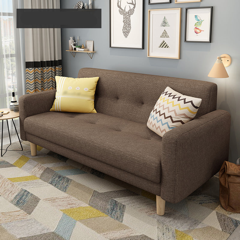 Cotton Blend and Faux Leather Square Arm Tight Back Bench Seating