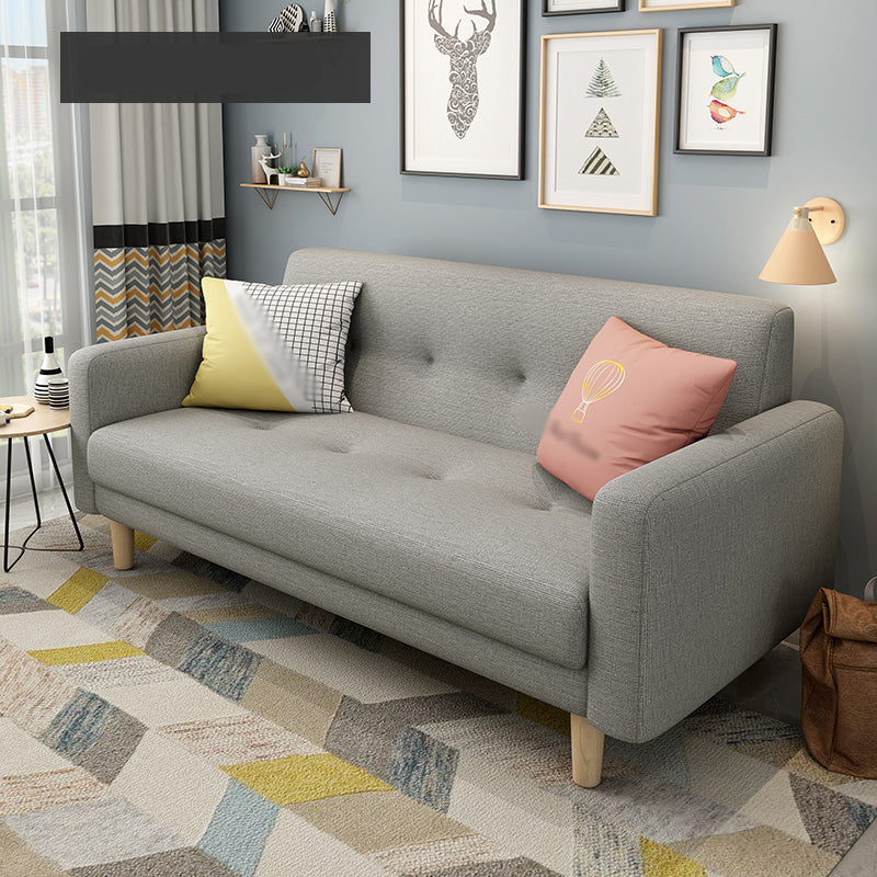 Cotton Blend and Faux Leather Square Arm Tight Back Bench Seating