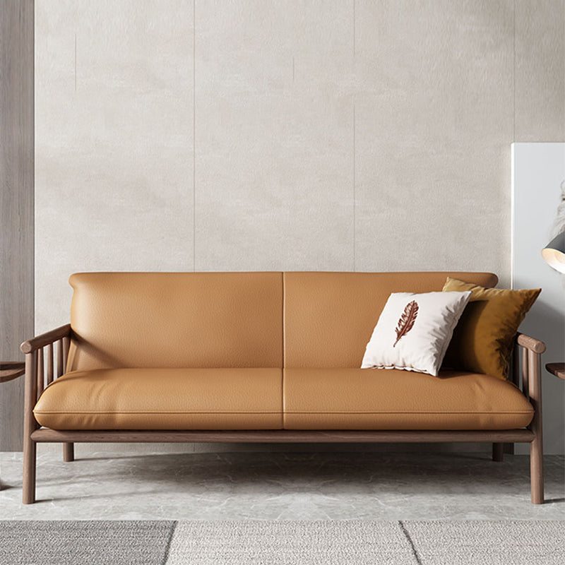 Modern Faux Leather Modern Sofa Square Arm 29 "W Tight Back Sofa