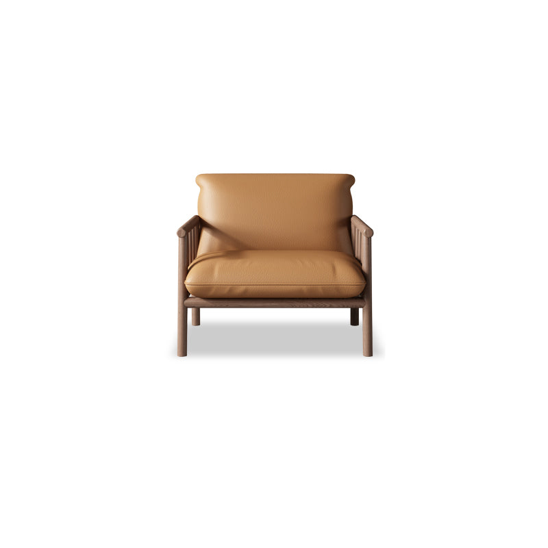 Modern Faux Leather Modern Sofa Square Arm 29 "W Tight Back Sofa