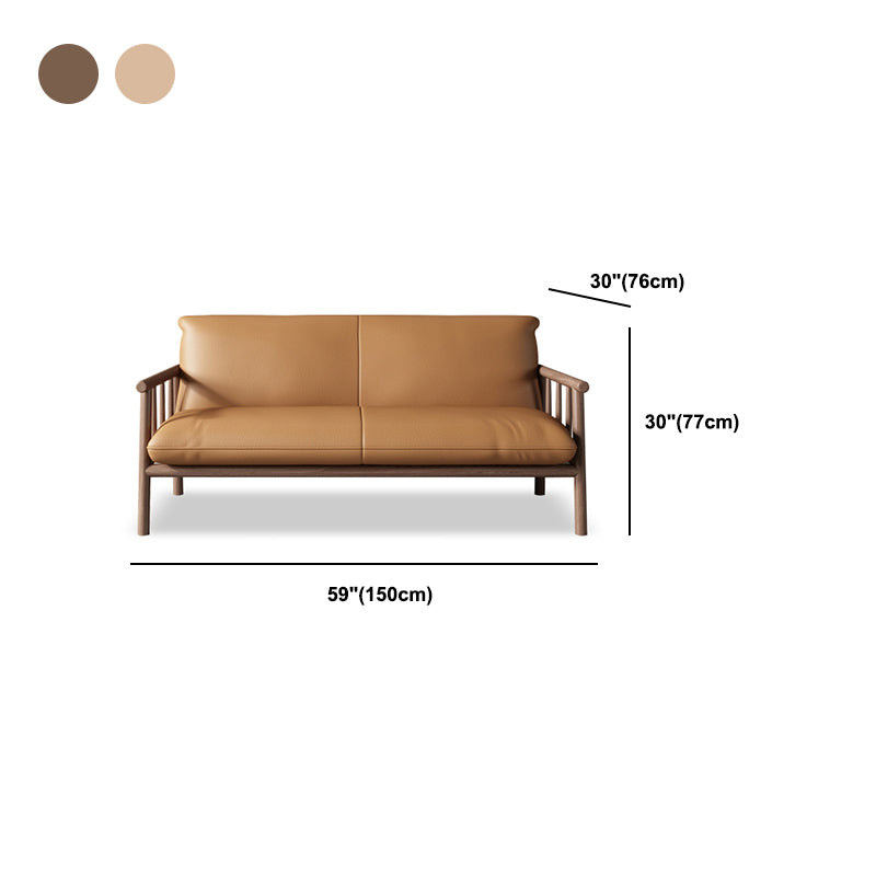 Modern Faux Leather Modern Sofa Square Arm 29 "W Tight Back Sofa