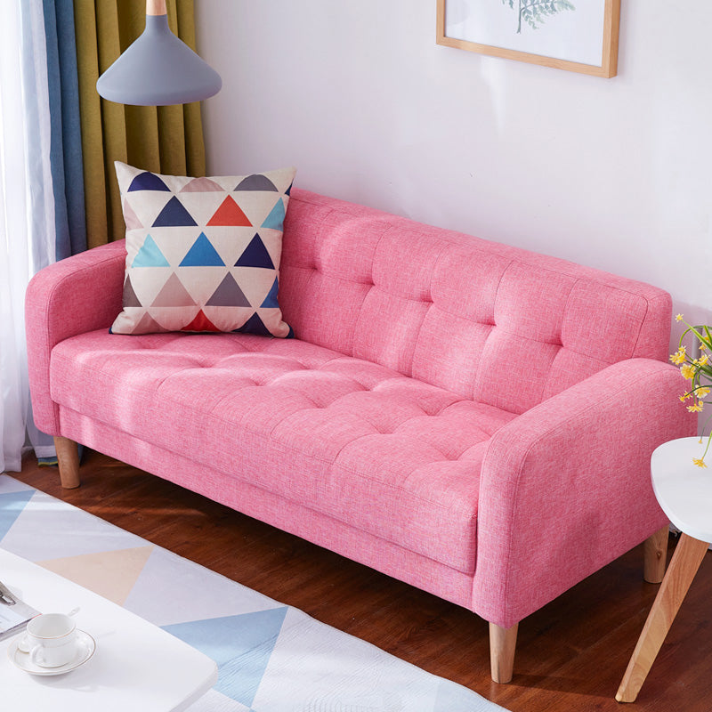 65"High Modern Cotton Blend Tufted Square Arm Sofa, Living Room
