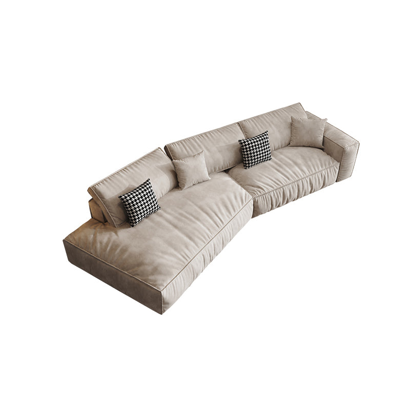 Single Side Armrest with Pillow Back Sofa Bed Cream Cloth Art Sofa