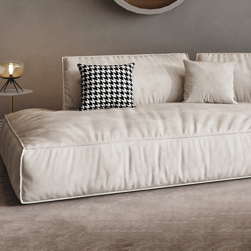 Single Side Armrest with Pillow Back Sofa Bed Cream Cloth Art Sofa