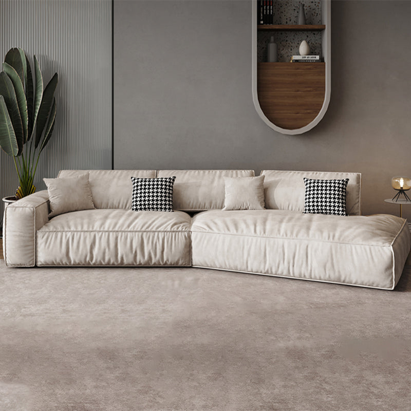 Single Side Armrest with Pillow Back Sofa Bed Cream Cloth Art Sofa